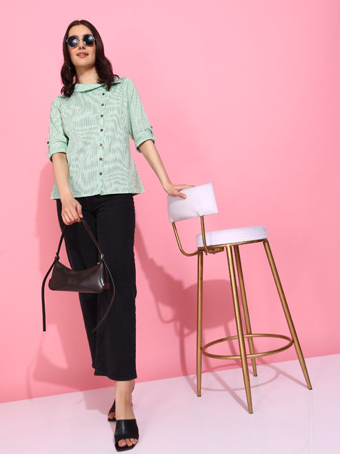 Casual Regular Sleeve Striped Top