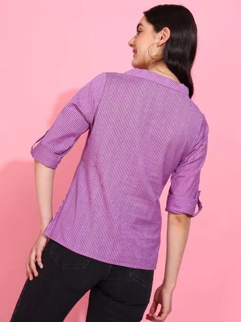 Casual Regular Sleeve Striped Top