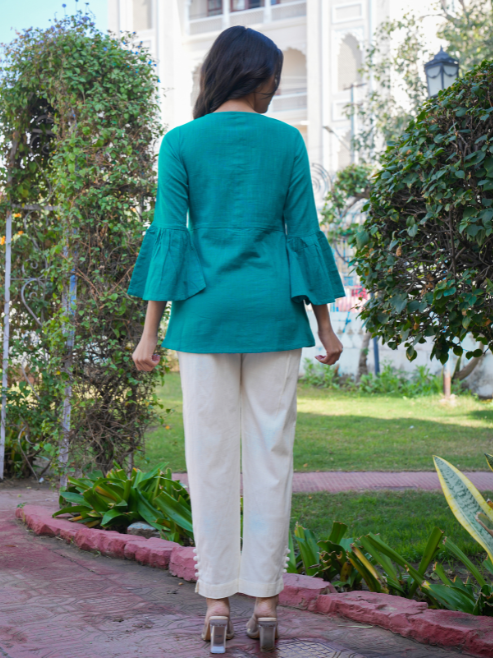Casual Bell Sleeve Solid Top