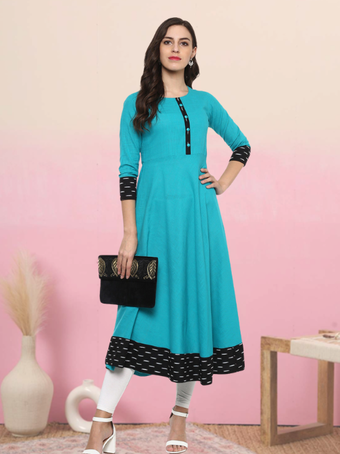 Printed Anarkali Kurta (Multicolor)