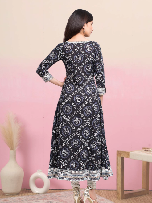 Bandhni Print Flared Kurta