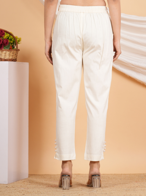 Fashion Plus Store Women's Offwhite Lycra Trouser (Offwhite)