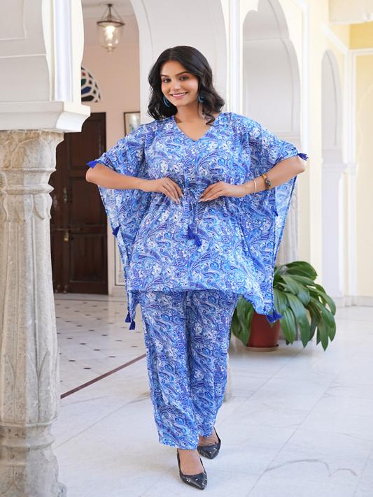 Polyester Digital Printed Kaftan Co-ord Set