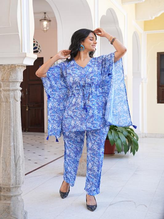 Polyester Digital Printed Kaftan Co-ord Set