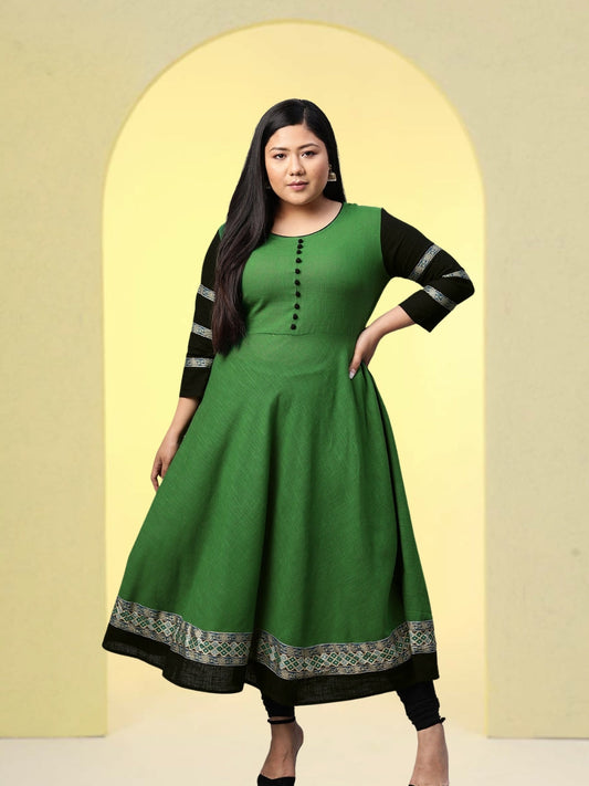 women cotton slub anarkali kurta
