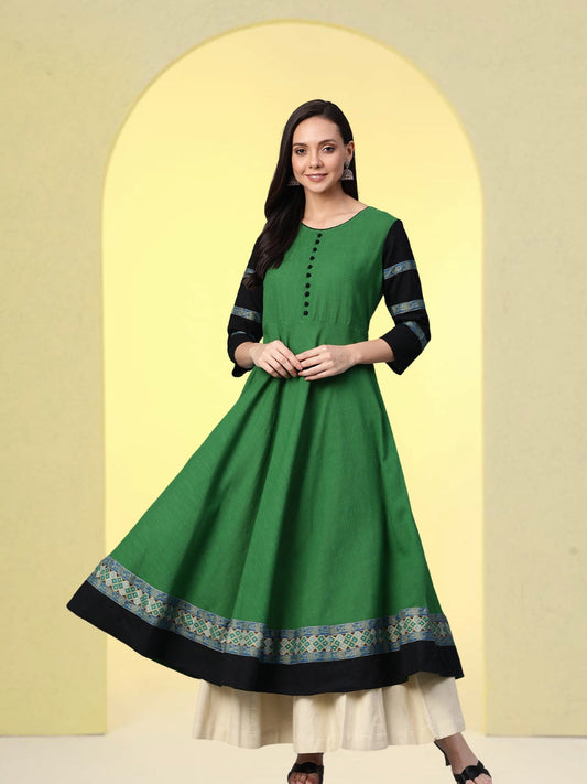 women cotton slub anarkali kurta