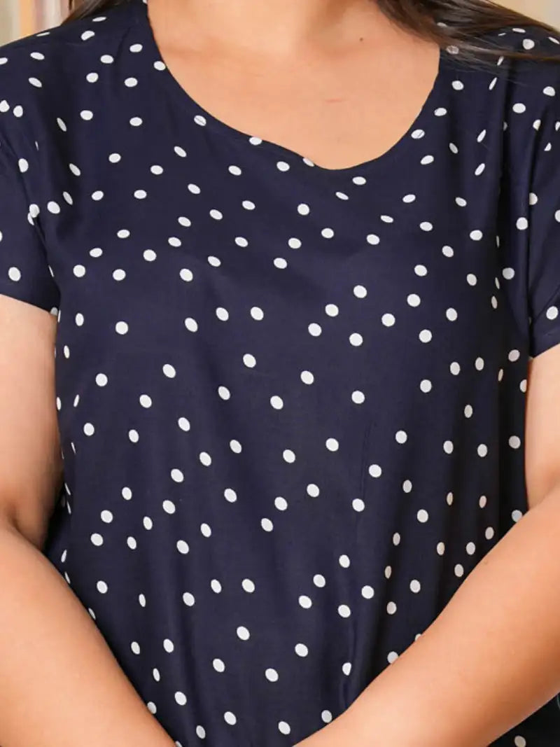 Fashion Plus Store Women's Cotton Straight Geomatrical Printed Night Suit for Women