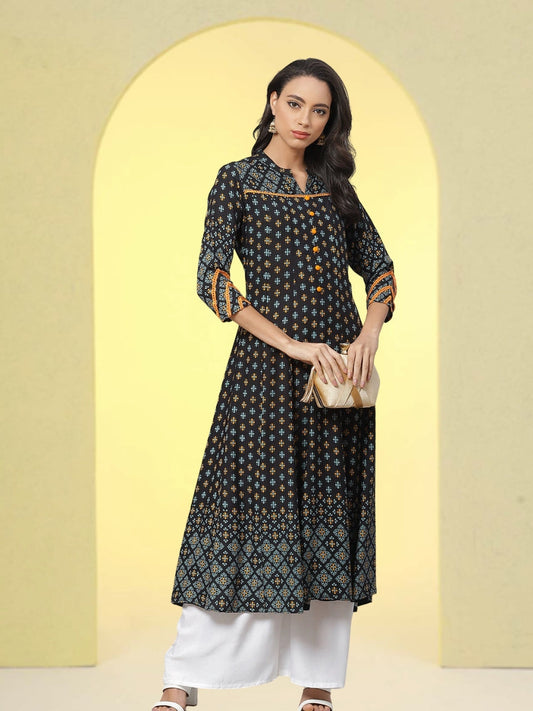 women plus size rayon floral printed anarkali kurta