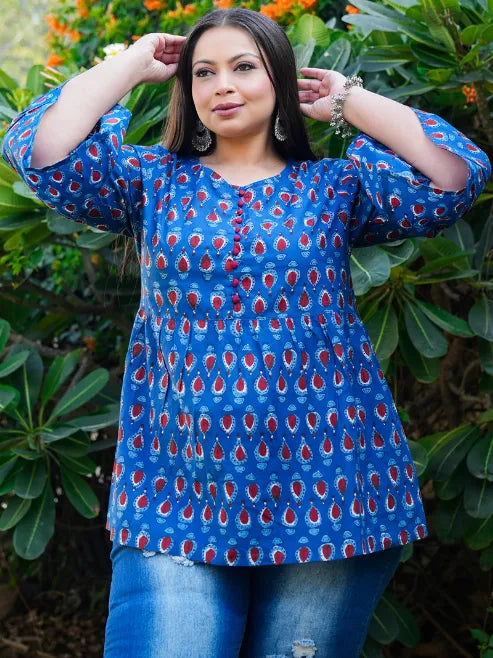 Cotton Geometrical Printed Regular Kurti