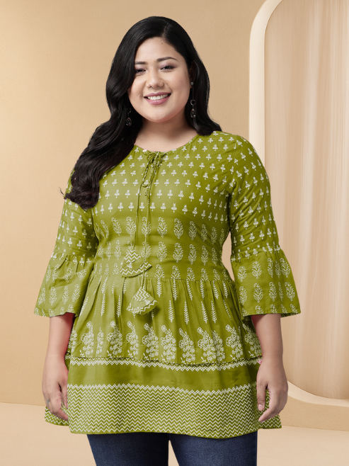 Rayon Floral Printed Short Kurti