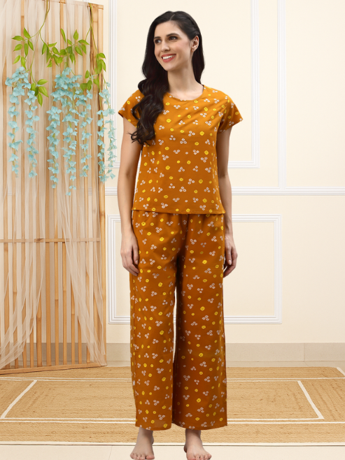 Fashion Plus Store Women's Cotton Straight Bandhani Printed Night Suit for Women