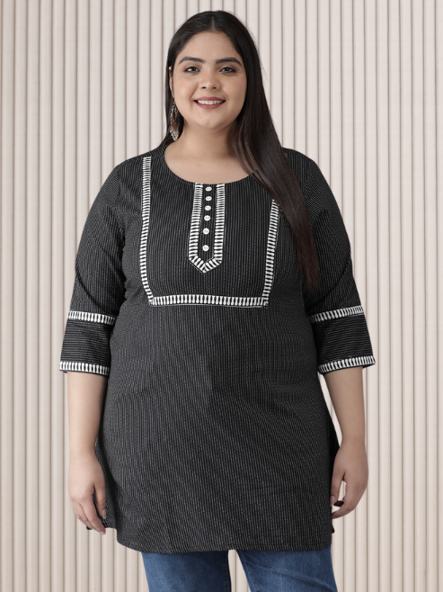 Plus Size Cotton Kantha Short Kurti