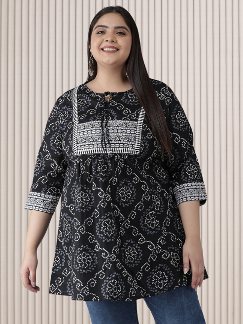 Cotton blend Bandhani Straight Kurta