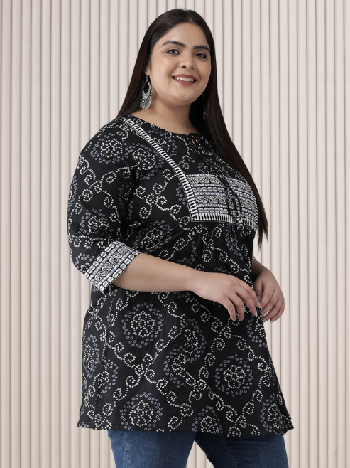Cotton blend Bandhani Straight Kurta
