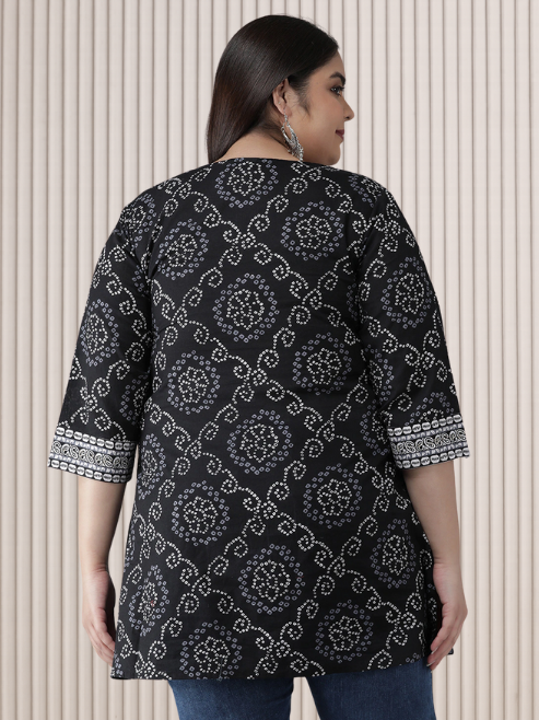 Cotton blend Bandhani Straight Kurta