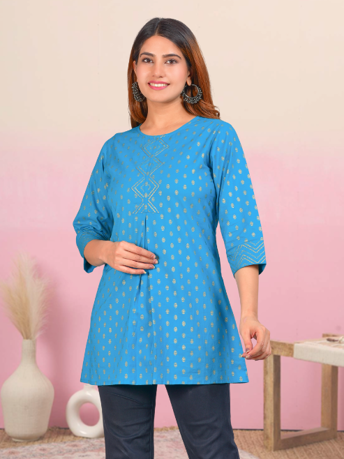 Fashion Plus Store Women's Cotton Floral Printed Short Kurti