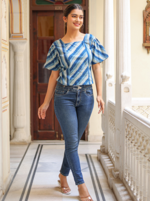 Fashion Plus Store Women's Stripe Printed Regular Top