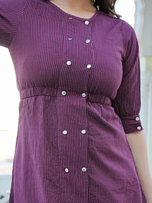 Kantha Cotton Stripes Printed Regular Tunic