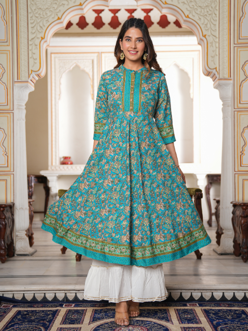 Floral Printed Anarkali Kurti