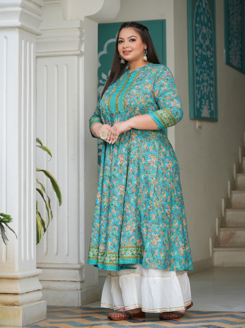 Floral Printed Anarkali Kurti