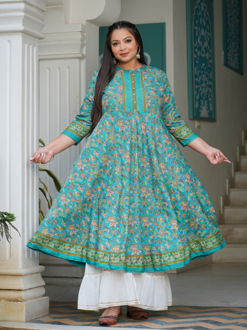 Floral Printed Anarkali Kurti