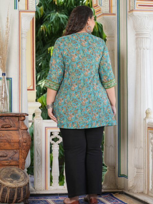 Rayon Geometrical Printed Short Kurti