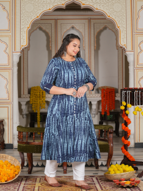 Cotton Blend Printed Anarkali Kurta