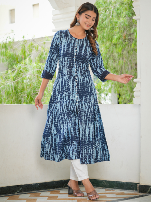 Cotton Blend Printed Anarkali Kurta