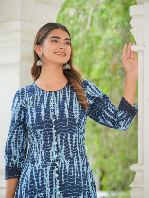 Cotton Blend Printed Anarkali Kurta