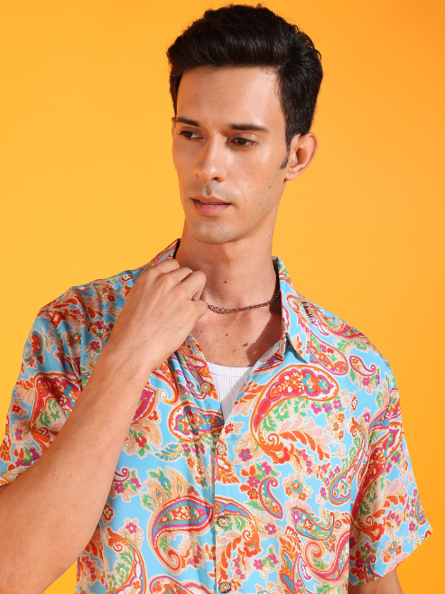 Fashion Plus Store Men's Polyester Floral Printed Regular Shirt (Multi)