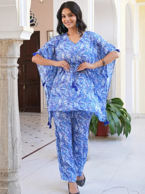 Polyester Digital Printed Kaftan Co-ord Set