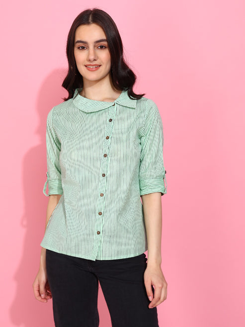 Casual Regular Sleeve Striped Top