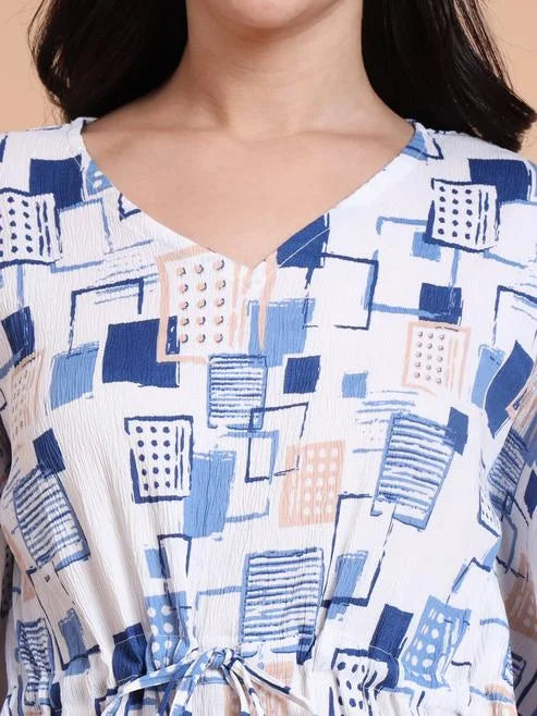 Geomatrical Printed Kaftan Night Suit