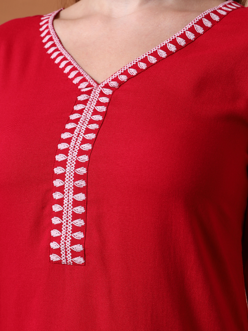 Fashion Plus Store Women’s Rayon Kurti with Printed Chikankari (Black)