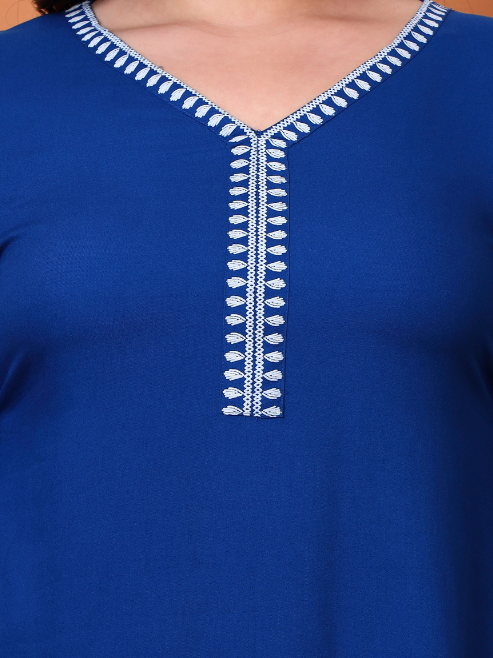 Fashion Plus Store Women’s Rayon Kurti with Printed Chikankari (Black)