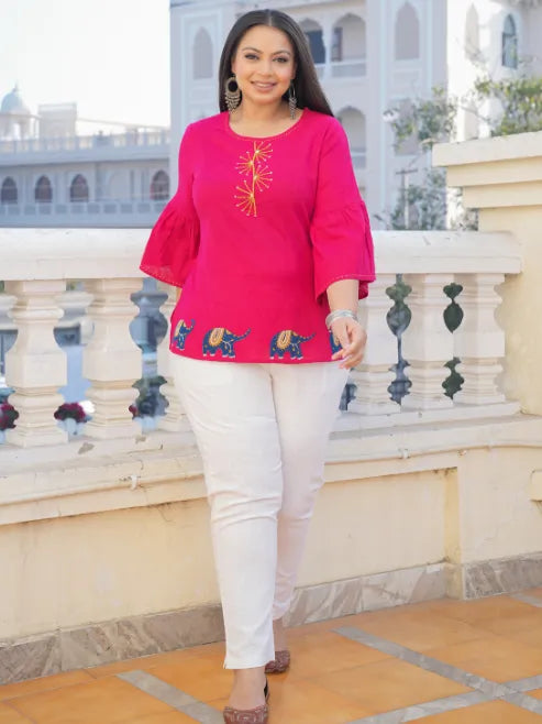 Cotton Slub Patch Work Top