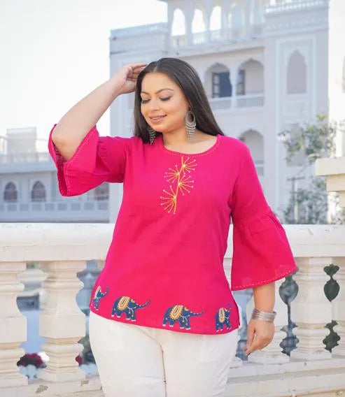 Cotton Slub Patch Work Top