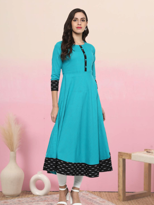 Printed Anarkali Kurta (Multicolor)
