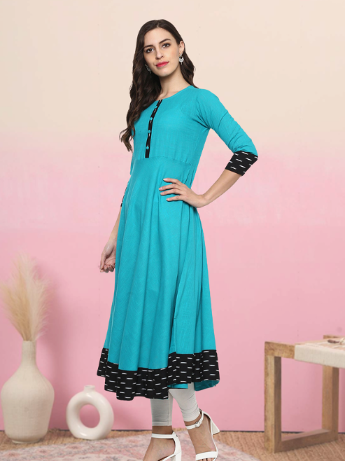 Printed Anarkali Kurta (Multicolor)