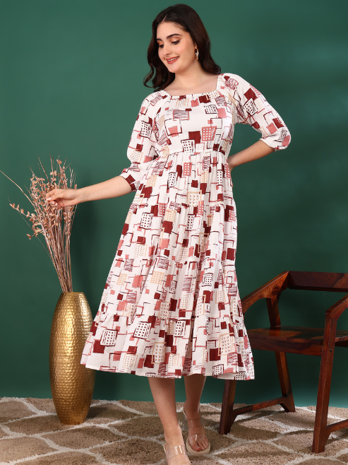 Floral Printed Tiered Style Dress