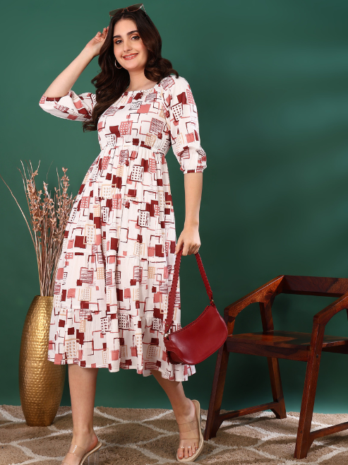 Floral Printed Tiered Style Dress