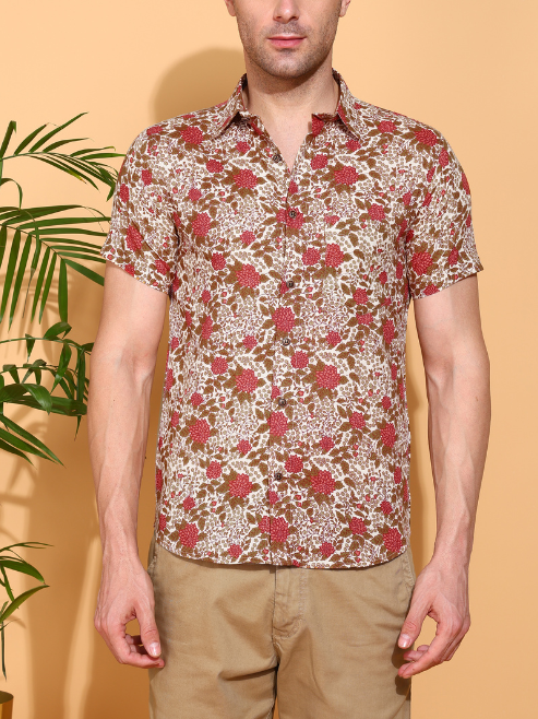 Fashion Plus Store Men's Cotton Warli Print Regular Shirt (Offwhite )