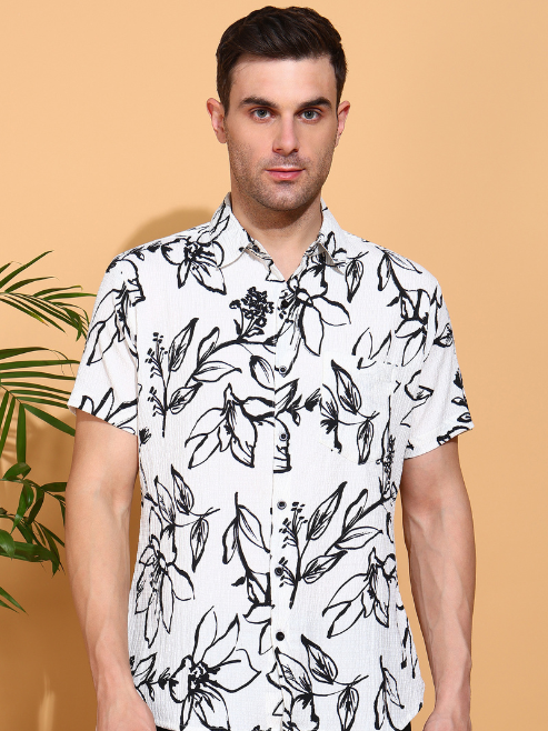 Fashion Plus Store Men's Cotton Warli Print Regular Shirt (Offwhite )
