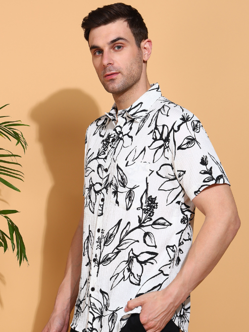 Fashion Plus Store Men's Cotton Warli Print Regular Shirt (Offwhite )