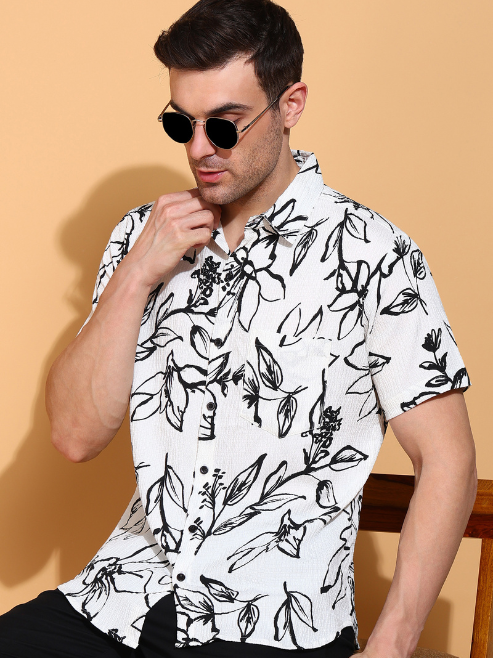 Fashion Plus Store Men's Cotton Warli Print Regular Shirt (Offwhite )