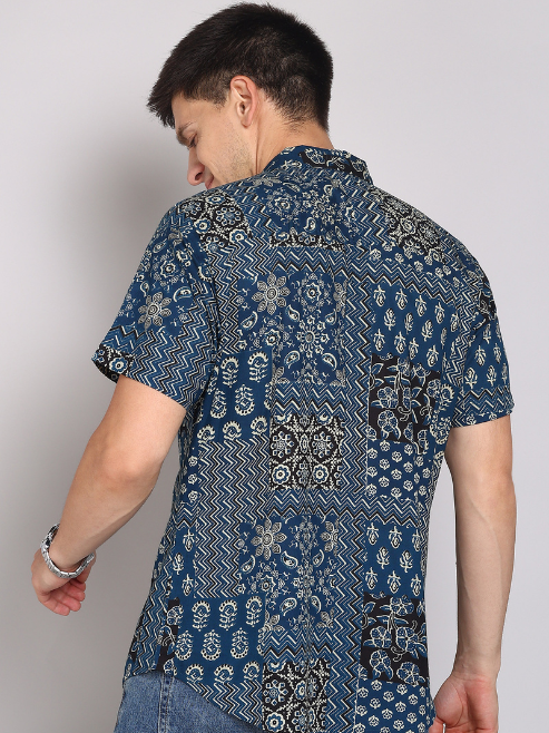 Fashion Plus Store Men's Cotton Warli Print Regular Shirt (Offwhite )